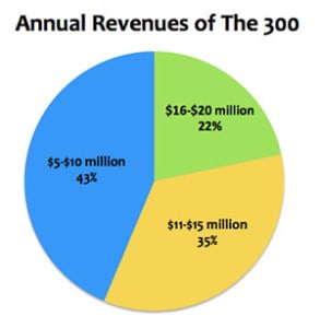Annual revenues of retailers from the study