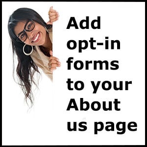 Add opt-in forms to your About Us page