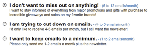 how one retailer lets their subscribes control email frequency